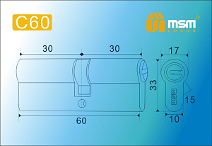 MSM Цилиндр перф. ключ-ключ , C 60 mm PB #170899